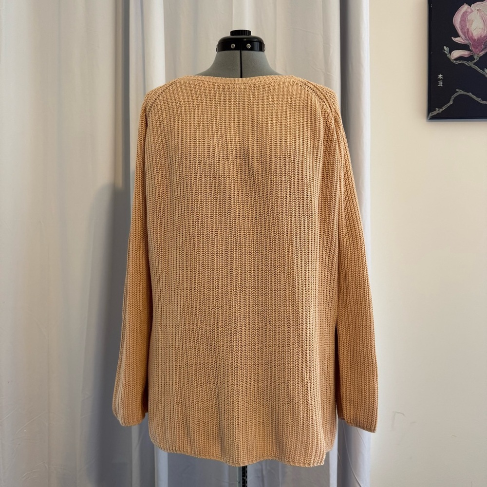 525 America Beige Cotton Tunic Sweater Split Back Medium - Picture 3 of 12